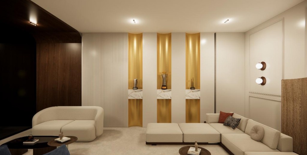 Lounge arranged for informal gatherings, readings, and small celebrations.